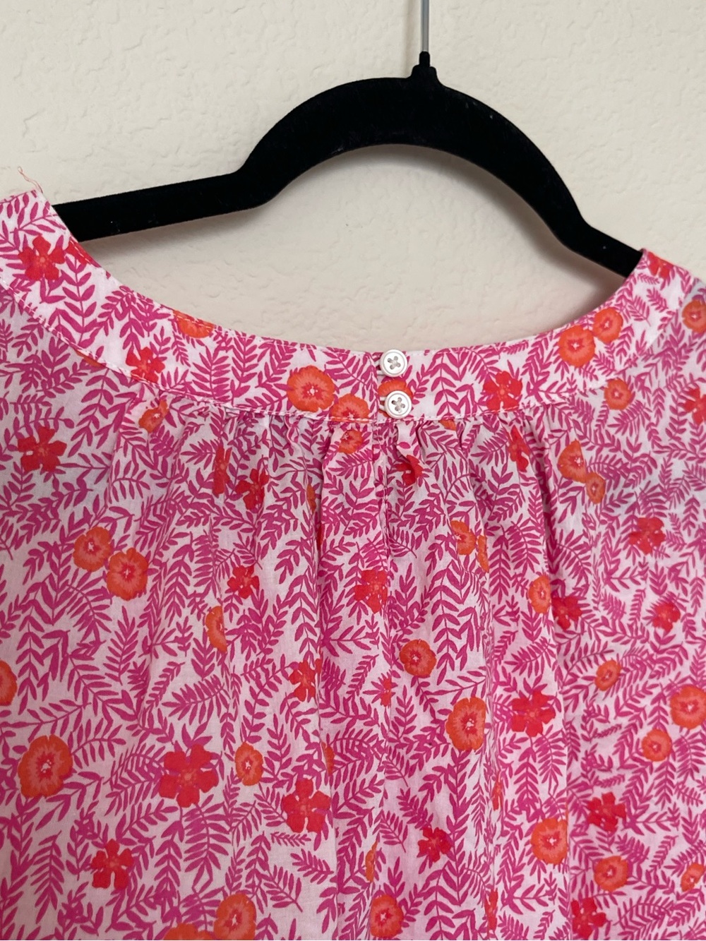 J.Crew Pink Floral Peasant Blouse Size Small 100% Cotton Puff Sleeve Top - Picture 6 of 8